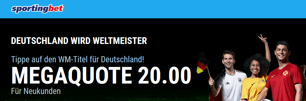 Sportingbet: WM Quote 20,0 für Deutschland