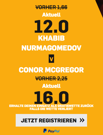 Khabib Nurmagomedov Conor McGregor UFC MMA Wetten Quote