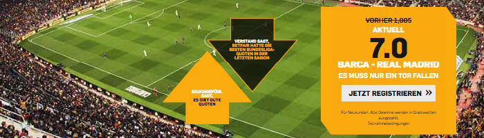 Betfair: Mega-Quote von 7,0 auf mindestens ein Tor bei Barca gegen Real!