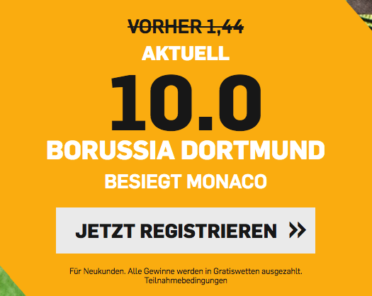 Quoten-Boost Borussia Dortmund Monaco Champions League