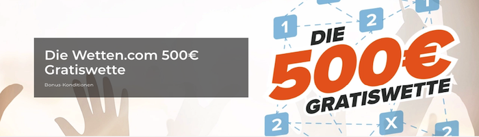 Wetten.com: Sichern Sie sich jede Woche Ihren Anteil an einer 500 Euro-Gratiswette!