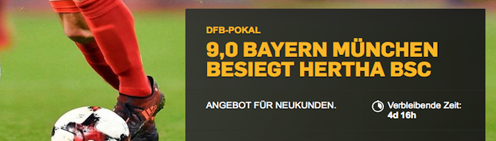 Bei Betfair mit 9,0 Quote auf Sieg Bayern gegen Hertha BSC im DFB-Pokal wetten!