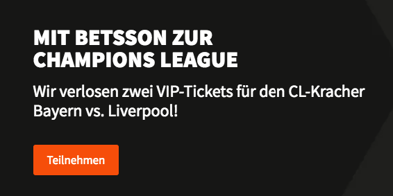 VIP-Tickets für das Rückspiel im Champions League Achtelfinale Bayern gegen Liverpool am 13. März 2019 bei Betsson gewinnen