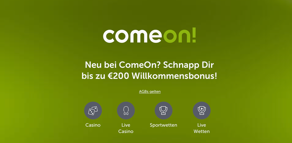 NEU: ComeOn verdoppelt den Willkommensbonus – 200€ sichern!