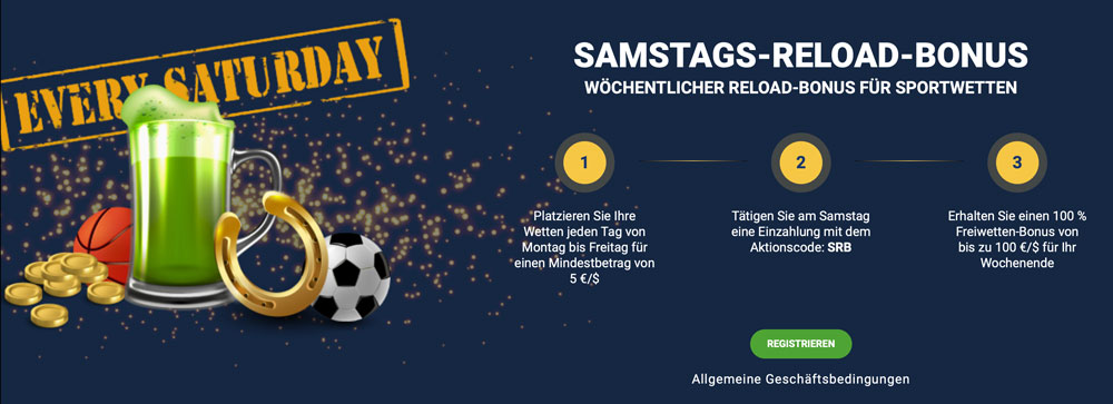 20Bet: 100 € als Gratiswetten an jedem Samstag kassieren