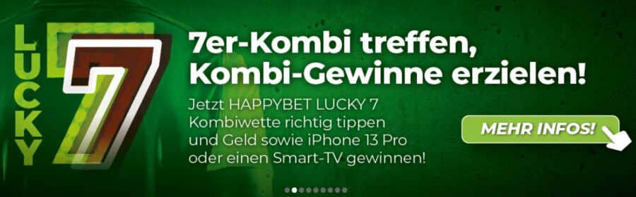 Happybet: Lucky 7 Gewinnspiel für Kombiwetten mit Top-Preisen!