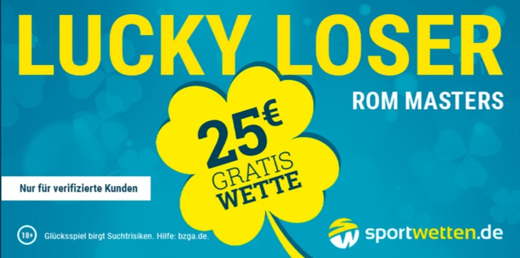 Sportwetten.de: 25 EUR Lucky Loser Wette für Tennis Masters in Rom